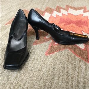 Enzo Angiolini Black Leather Mary Jane Heels